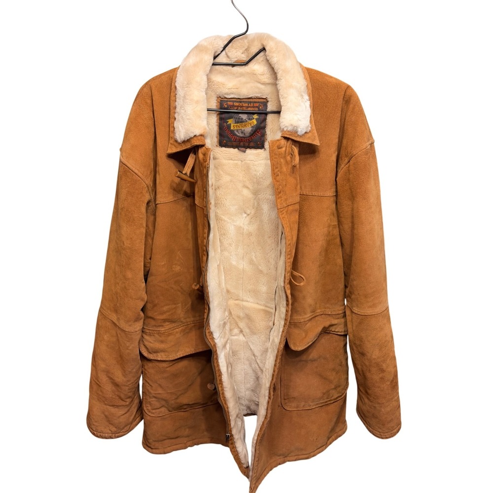Vintage Wilsons Adventure Bound Suede Leather Sherpa Bomber Coat Jacket L